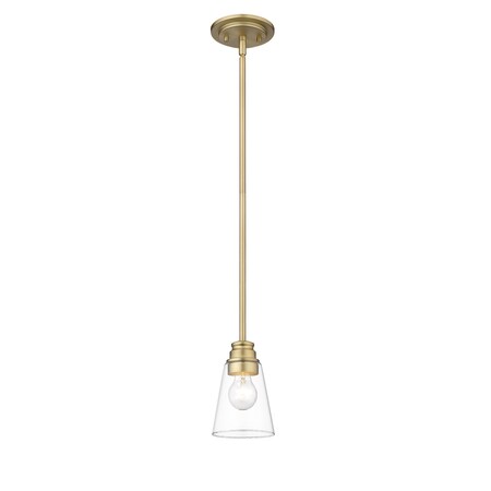 Z-Lite Annora 1 Light Mini Pendant, Olde Brass & Clear 428MP-OBR